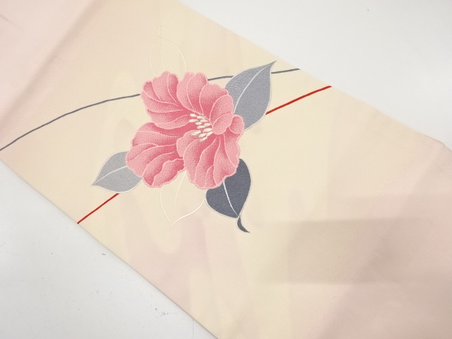 JAPANESE NAGOYA OBI / EMBROIDERY / CAMELLIA